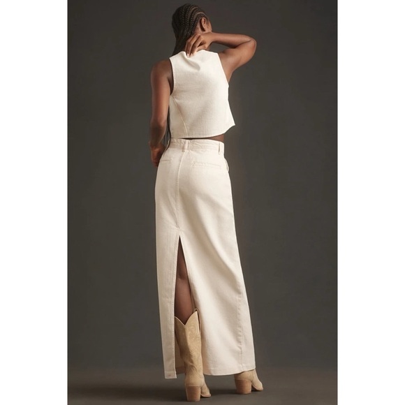 NWT Reformation Myles Maxi Skirt Denim Jean Cream Fior Di Latte 25 - Picture 3 of 13